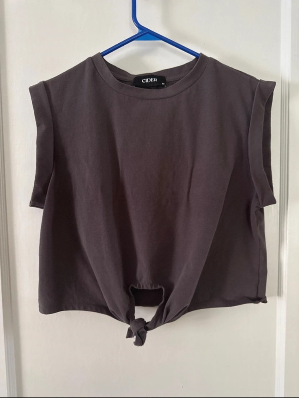 M. Cider Women's Knot-Front Sleeveless Tee in Charcoal